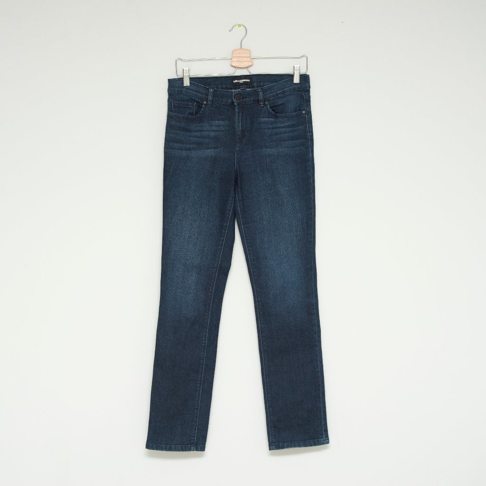 Karl Lagerfeld Paris Straight Leg Dark Wash Jeans